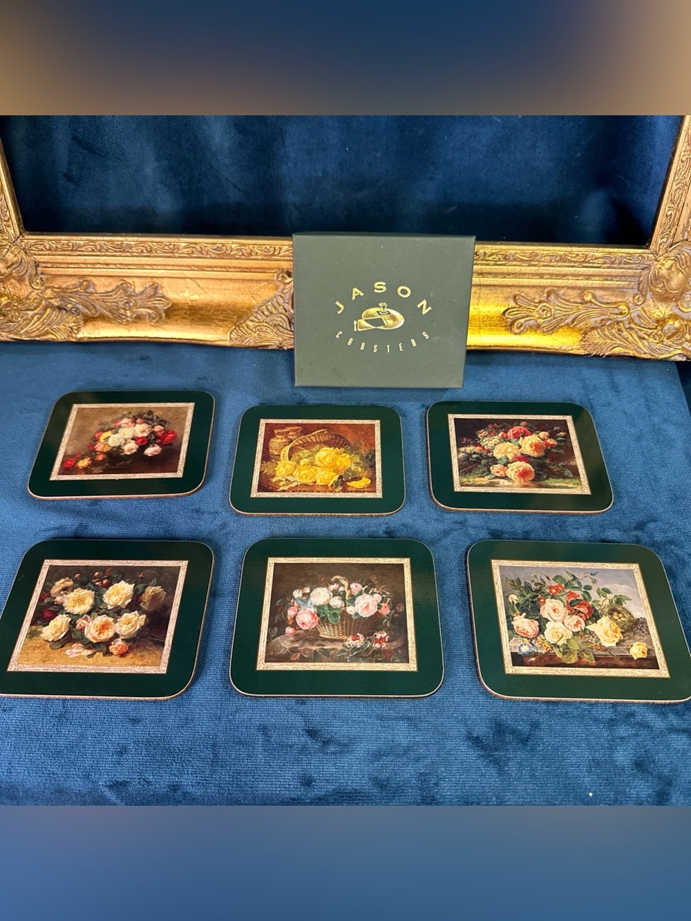 Vintage Jason Coasters Set Of 6 Still Life Roses Boxed